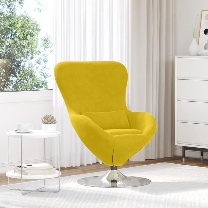 Moderne Fauteuil œuf Fauteuil Club 1 Placeen velours jaune -