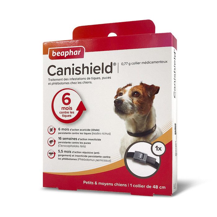Meilleurs prix pour BEAPHAR - CANISHIELD 077 g – 1 collier antiparasitaire pour petits et moyens chiens – 48 cm