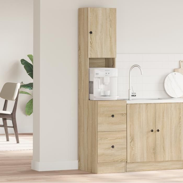 Moderne Meuble Colonne de cuisine - Armoire de cuisine Chêne Sonoma 35x50x180 cm en bois aggloméré FR(90265079)