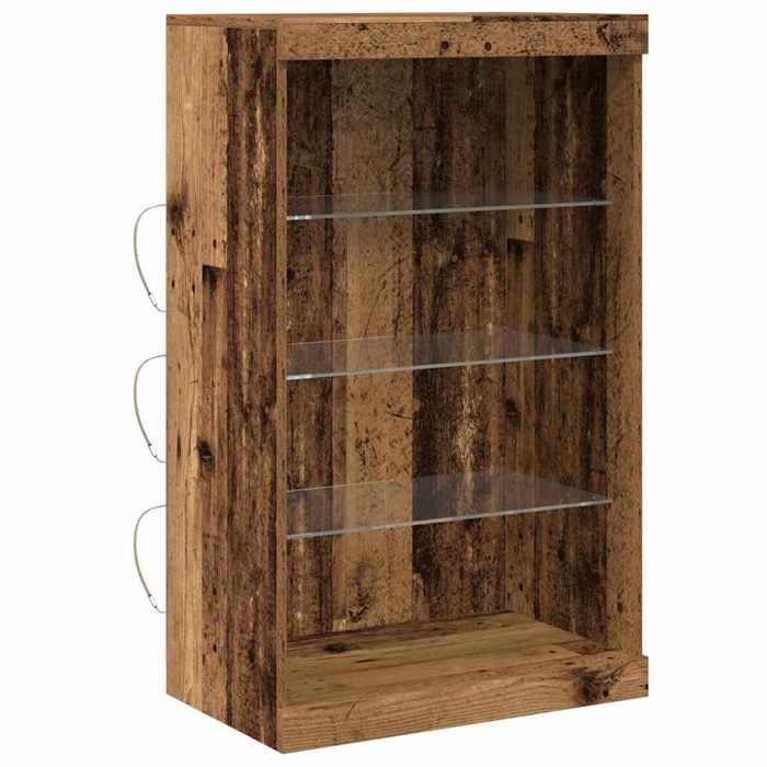 ESTINK® Buffet bas contemporain - Armoire Polyvalent - pour Cuisine/Salon -avec lumières LED en bois ancien 60 5x37x100 cm - @@833