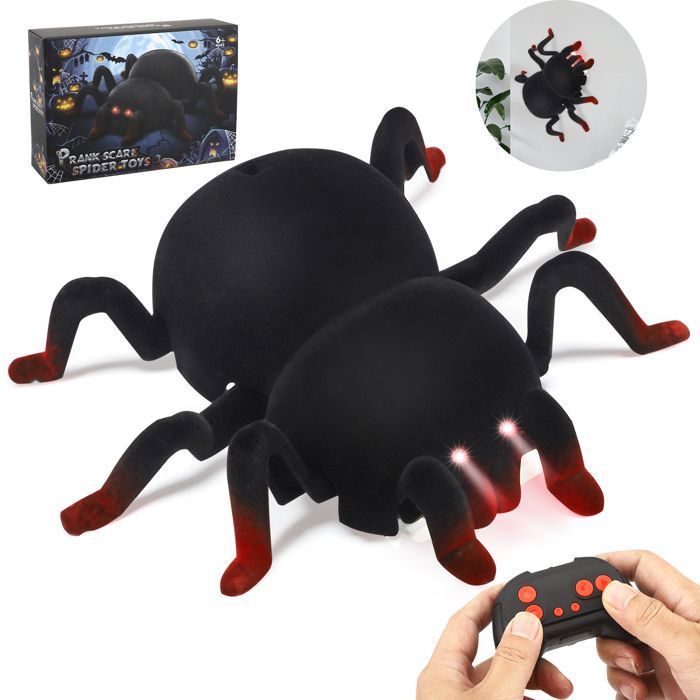 L'Araignée RC Télécommandée Grimpe aux Murs Plafonds Rechargeable avec Yeux LED Jouet Robot Araignée pour Enfants dès 3 Ans Cadeau - Jeux - Jouets