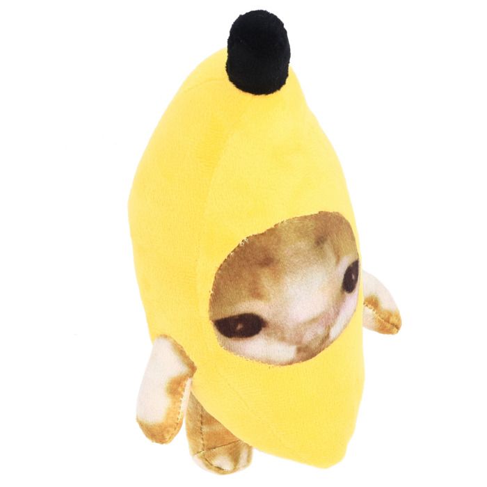 Jouet en peluche en forme de chat banane - Confortable et décoratif - Motif de dessin animé amusant - Pour décoration d'intérieur (20 cm