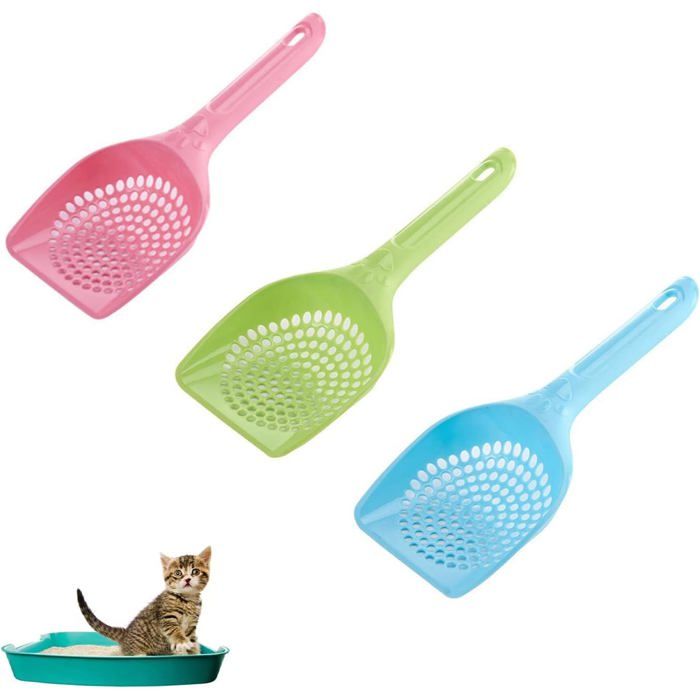 Lot de 3 pelles à litière durables pour chat