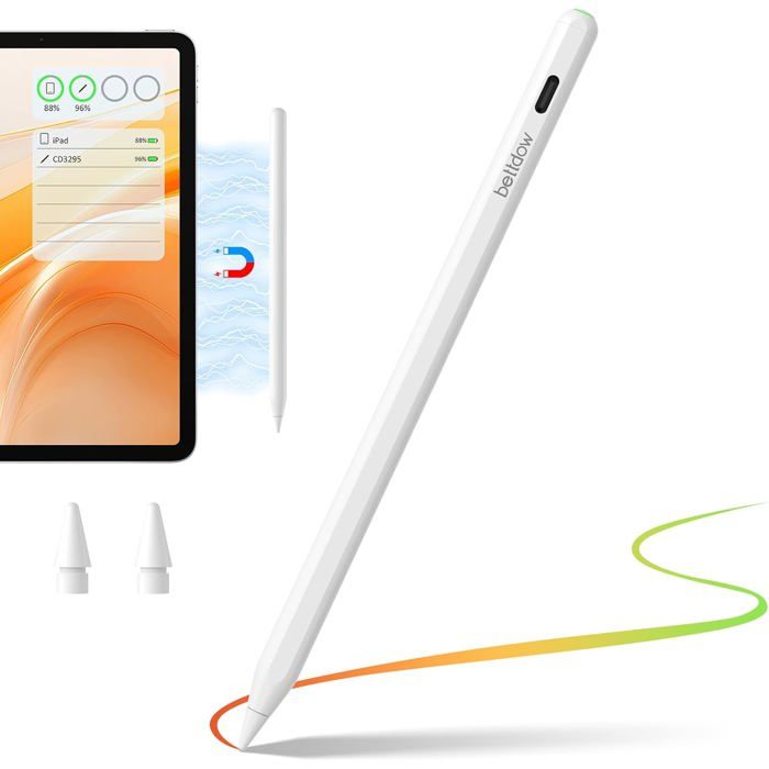 Stylet Magnétique BAZO Pour IPad (2018-2025) - Recharge Rapide 15 Min, 11h Autonomie, Rejet Paume, Dégradé Violet - 8