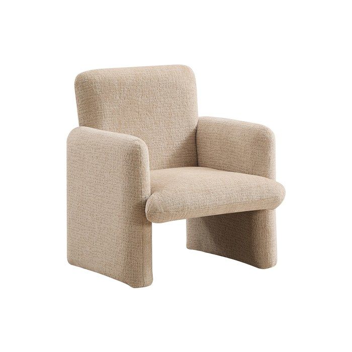 Fauteuil enfant en tissu chenille beige MESUTO