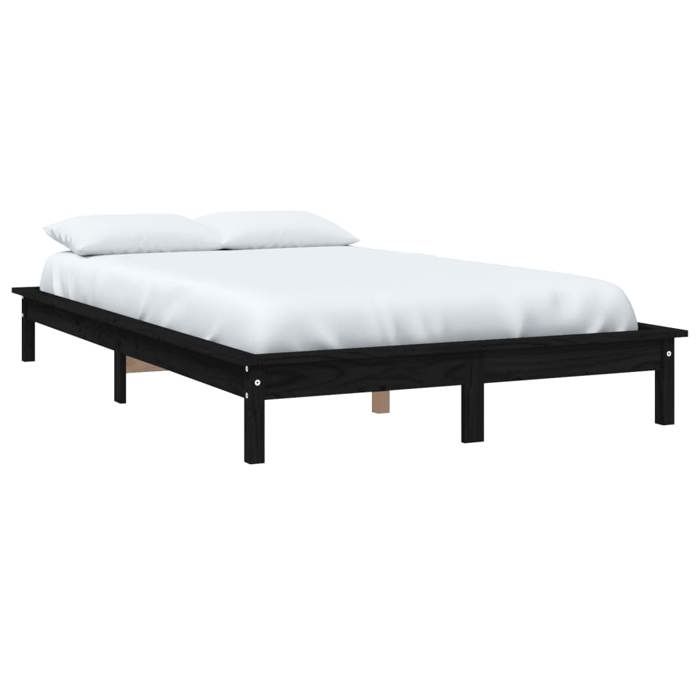 (En Promotion)Lit 2 PERSONNES 160x200cmCadre de lit Contemporain sans matelas noir 160x200cm bois massif L382684