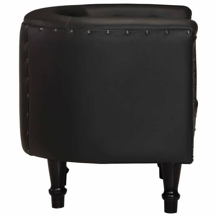 Noir Fauteuil simple - SWEETY Chaise cabriolet noir cuir véritable 61x60x68cm CL11277909113