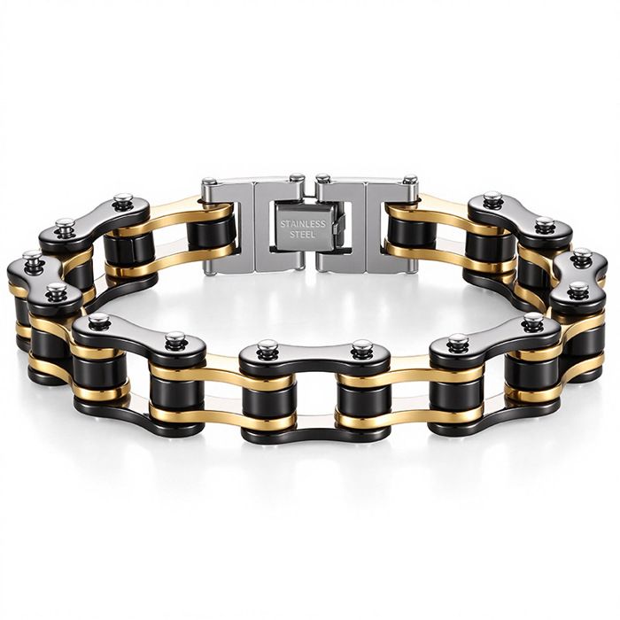 XJYDNCG Bracelet Homme en Acier Inoxydable Style Moto Rock 225cm x 12cm - XDV009