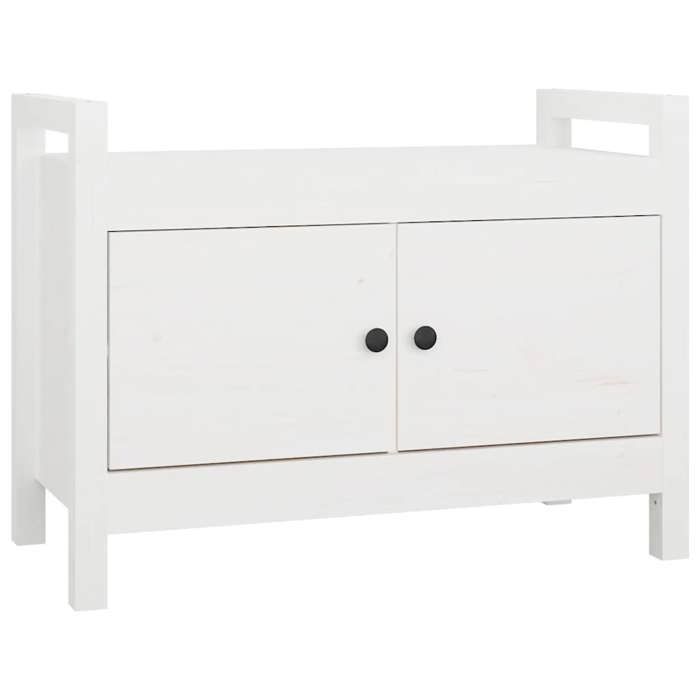 Blanc Banc coffre -  Banc dentrée Blanc 80x40x60 cm Bois de pin massif m6649