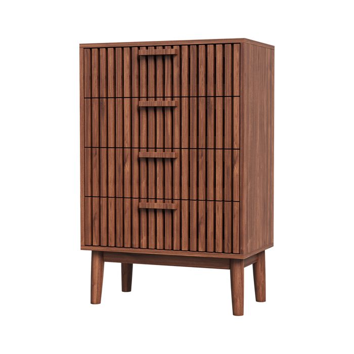 Commode chambre meuble de rangement commode 4 tiroirs Meuble de Bureau Salon 60 x 34 x 91cm Couleur noyer
