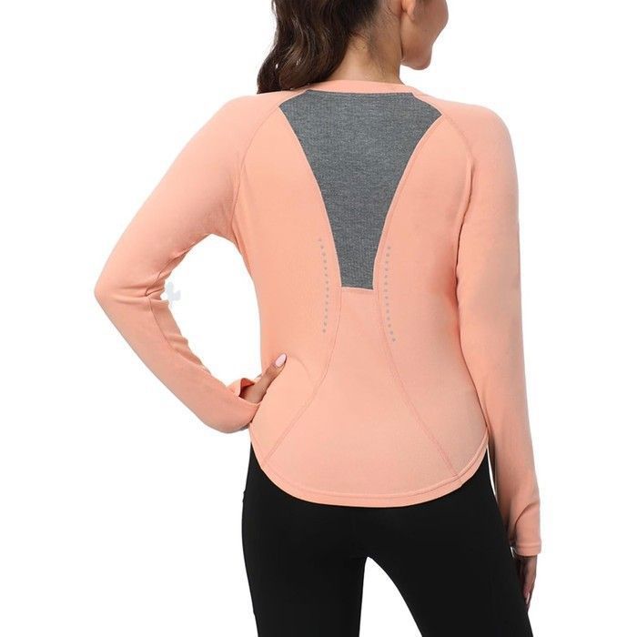 T-shirt thermique femme Thermoactif XXL manches longues ouvertures pouce polaire slim fit impression réfléchissante tricot à