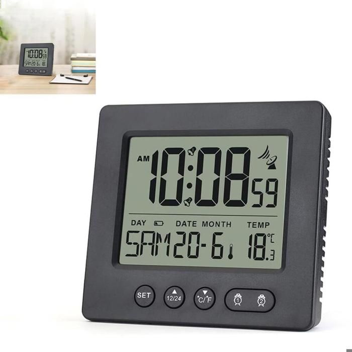 Réveil radio-réveil numérique avec 2 alarmes réglage automatique de lheure fonction snooze de 5 minutes et affichage de