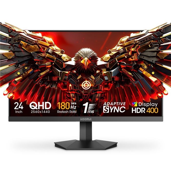 KOORUI G2421V 23.8 Pouces Écran Ordinateur QHD 2560x1440 IPS 180Hz HDR400 HDMI DP VESA