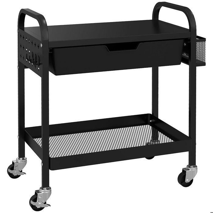 CollaHausse Chariot polyvalent avec 1 tiroir 1 étagère et 4 roulettes noir