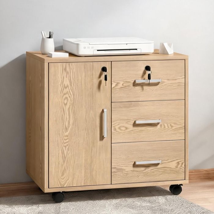 23.6 x 15.8 x 22.1 in and finition marron clair Office Storage with Marron Panneau De Particules