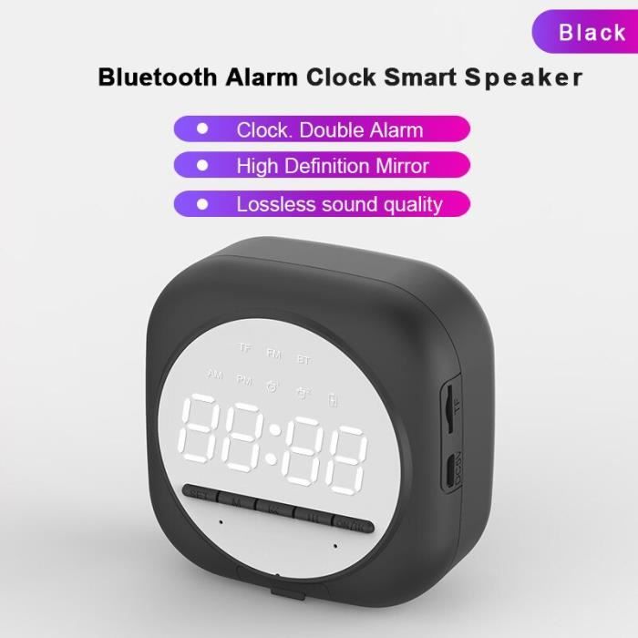 Réveil Avec Haut-Parleur Bluetooth, Réveil Sans Fil De Chevet Avec Affichage Led Réveil Haut