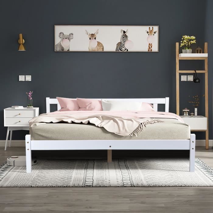 Aingoo Lit Adulte 140 X 190 Cm 2 Places En Bois Achat
