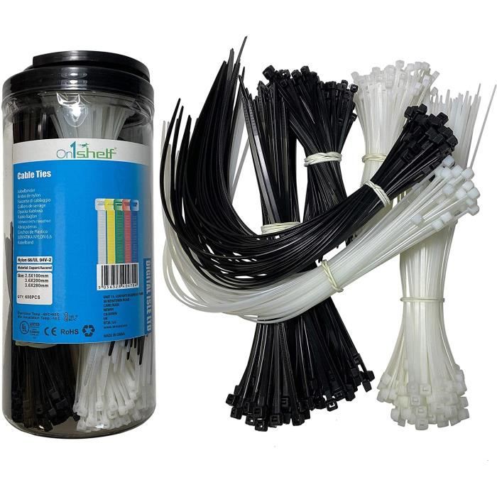 BESTIN Lot de 600 attaches autobloquantes en nylon noir de 10,2 cm + 15