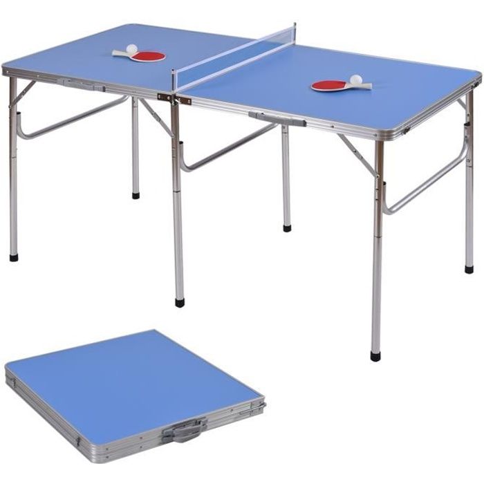 Table de Ping-Pong Pliant avec 2 Balles et 2 Raquettes Portable Dimension :  152,4 x72 x 72 cm pour Intérieur et Extérieur - Cdiscount Sport