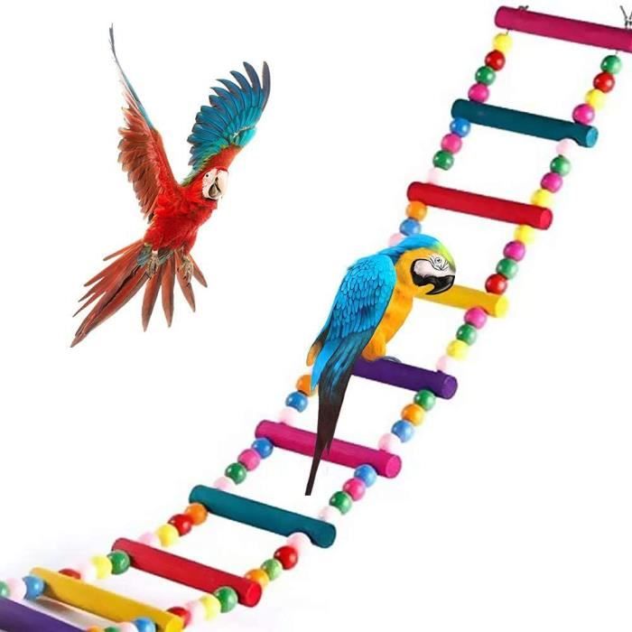 Échelle Pliable En Bois Pour Cage à Oiseaux - Jouet D'escalade Et Perchoir Pour Perroquets, Perruches, Petits Oiseaux - 2