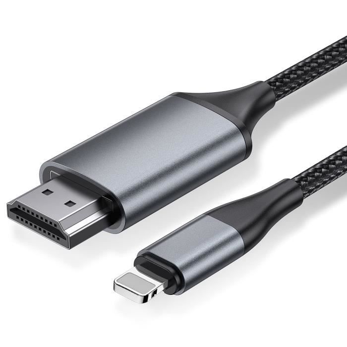 Câble HDMI pour iPhone, câble convertisseur HDMI 2.0m, téléphone-Pad-Pod  vers TV, câble de connexion HDMI, iOS 11, 12, 13, 14,[197] - Cdiscount  Informatique