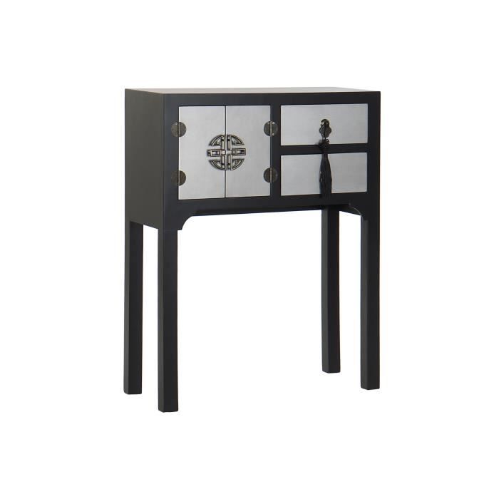 console style oriental argenté, noir mdf, sapin 63 cm