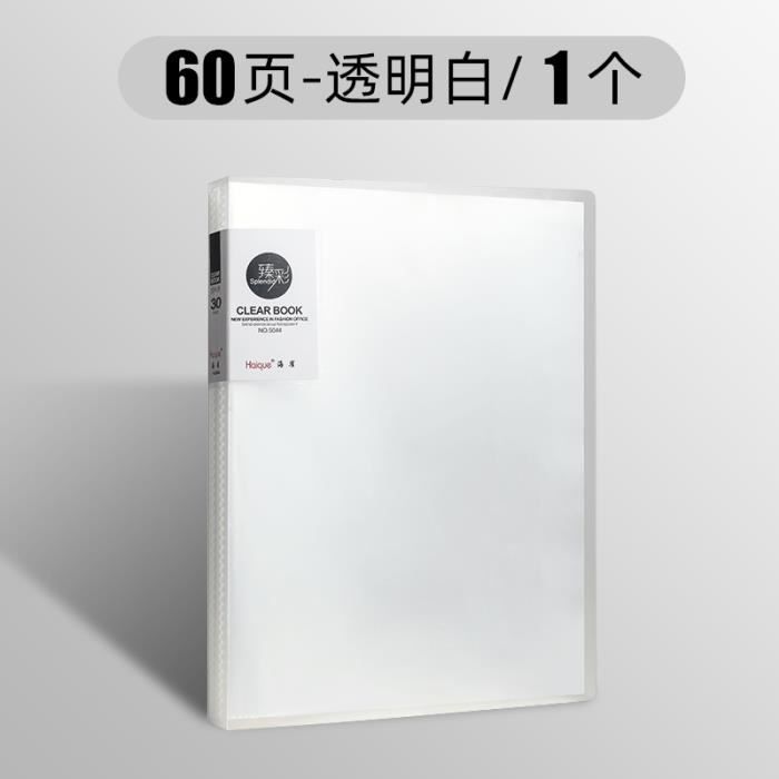 Blanc 60 pages - Classeur A4 Multicouche Transparent, Classeur