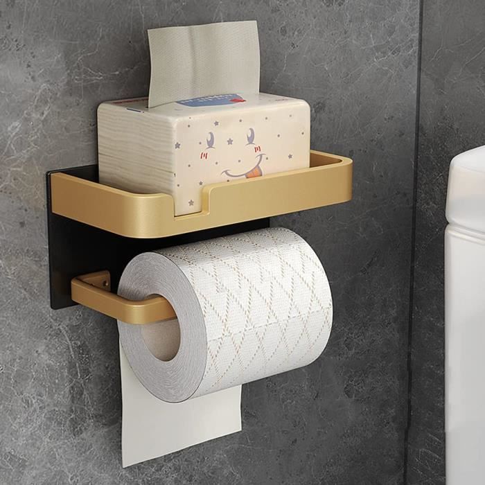 Porte-rouleau de papier toilette mural en aluminium gris sans ongles,  accessoires de décoration de WC, étagère de rangement - AliExpress