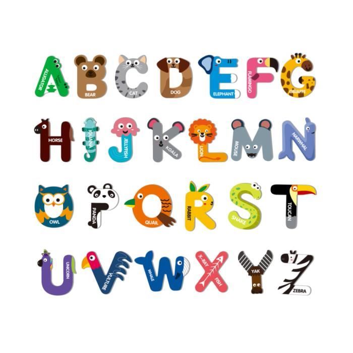 Lettres magnétiques multicolores - 52 magnets en bois Janod, aimants