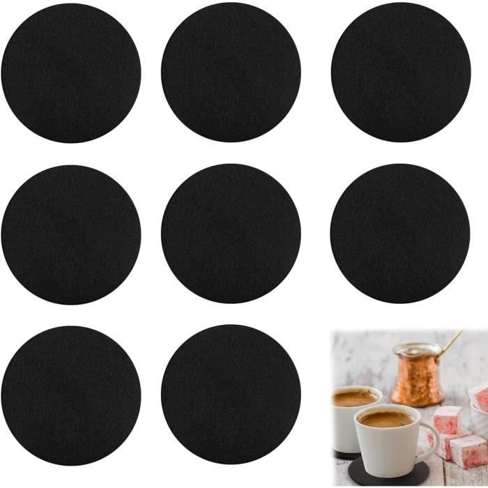 Mitavo Dessous De Verre En Feutre - Lot De 12 Avec Boîte Bambou - Noir