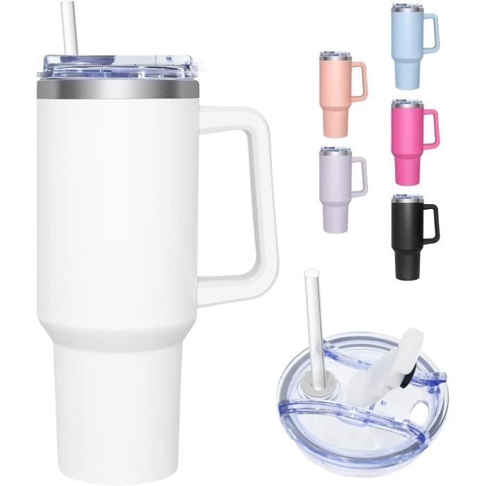 Mug Isotherme 30 Oz (environ 900 Ml) Avec Paille - Acier Inoxydable 304, Double Paroi, étanche, Pour Boissons Chaudes Et Froides