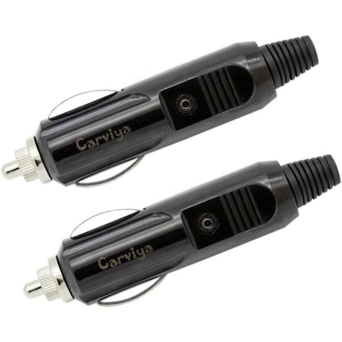 2 Prises Allume-cigare Universelles 12V/24V Avec Fusible 8A - Connecteur Mâle, Interrupteur Intégré - Pour Voiture, Camion, Moto