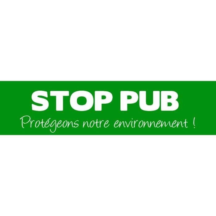Plaque ou etiquette boite aux lettres STOP PUB Environnement Verte