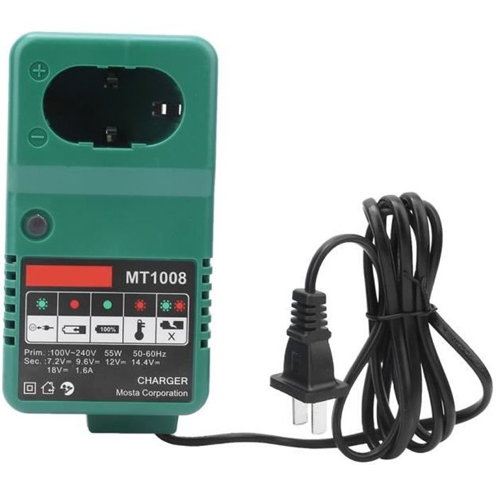 MT1008 Chargeur de batterie universel pour perceuse électrique 7.2 - 9.6 - 12 - 14.4 - 18V 110-240V