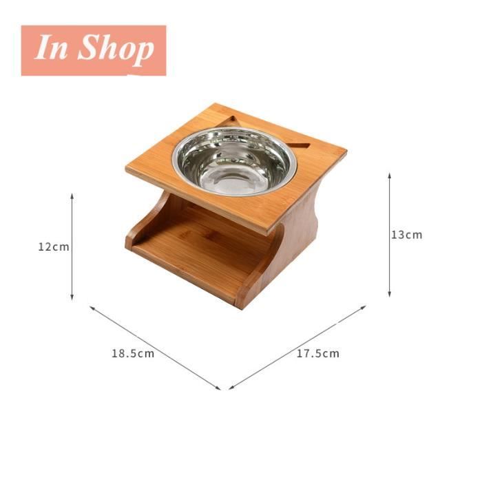 Gamelle Eleve Gamelle Chat Surelevee De Parfait Hauteur 12cm Gamelle Inox Avec Support Eleveen En Boi Cdiscount