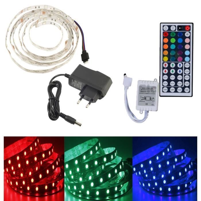 Bande LED Multicolore 5M Avec Télécommande - Ruban Silicone RGB 5050 WS2801 - Guirlande Décorative