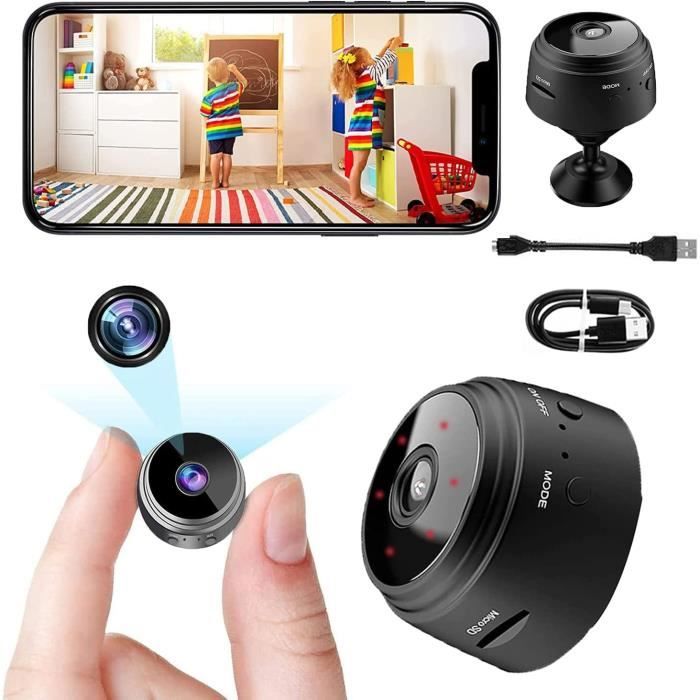 Mini Caméra de Surveillance WIFI 4K, Vision Nocturne & Détection