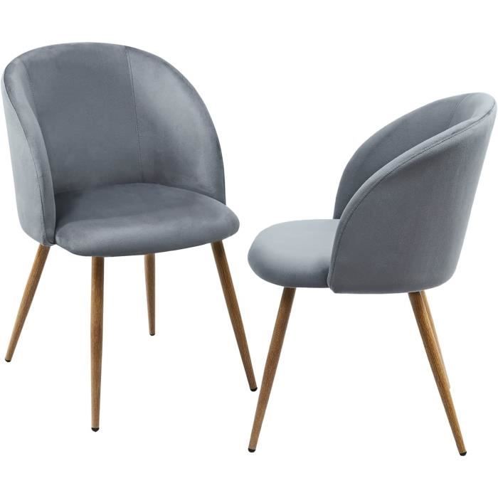 Lot De 2 Chaises De Salle à Manger En Velours Pétrole - Style Moderne, Rembourrées - Dimensions 60x63x80 Cm