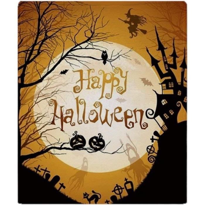 Couverture Halloween 150x200 Cm - Motif Homme Citrouille Souriant - Tissu Doux Et Moelleux - Orange - Décoration Saisonnière