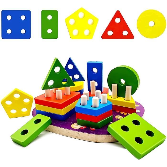 Puzzle Bois Enfant 1 2 3 4 Ans, Jouet Montessori Apprentissage Éducatif ...