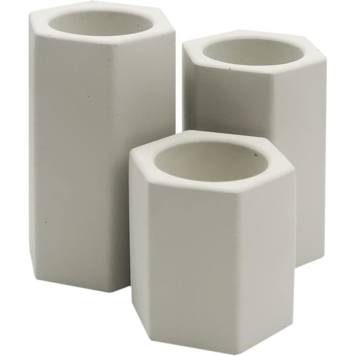 Lot De 3 Bougeoirs En Travertin - Diamètres 10, 8 Et 7 Cm - Pour Bougies Chauffe-plat, Piliers - Décoration Intérieur Beige