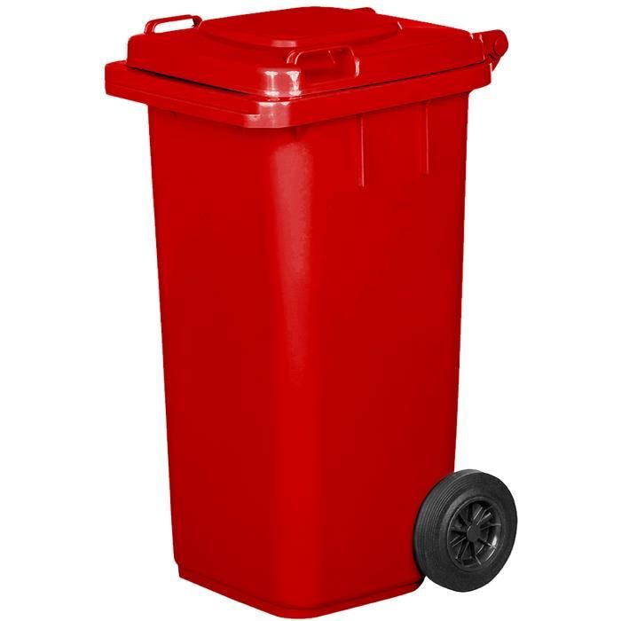 Poubelle 120L Rouge à roulettes avec roues en caoutchouc pleines pour les  déchets et le recyclage Tri Selectif garage Haut - Cdiscount Maison