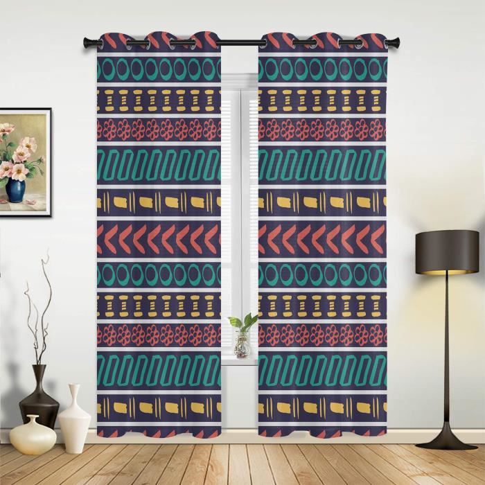 Rideaux Occultants Motif Géométrique Jaune Gris Noir – 132 X 160 Cm, 100% Polyester, Pour Chambre Salon - 11