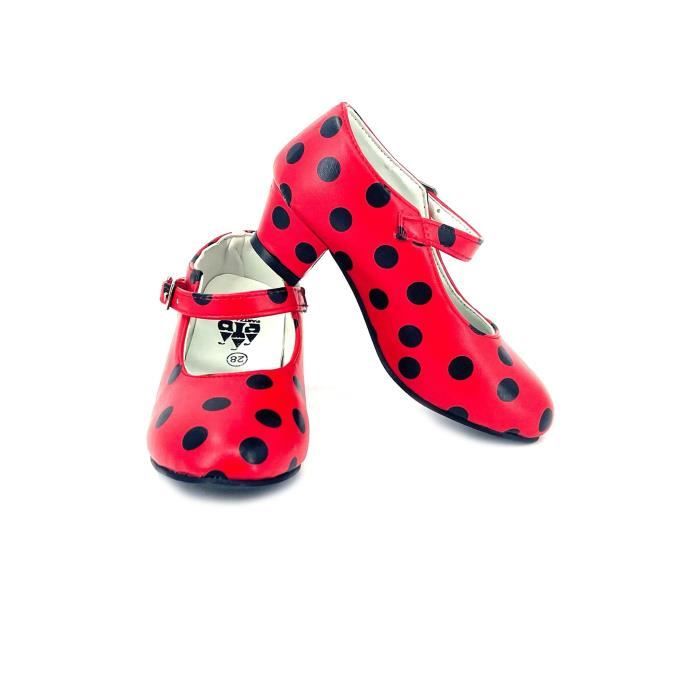 La Senorita Chaussures Flamenco Espagnol Princesse de Danse - Rose Noir (Taille 36 = Taille 34 FR - 22 cm, Rose Noir