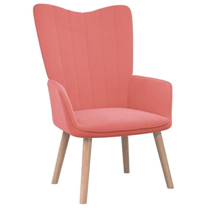 fauteuil tv de salon jill - chaise de relaxation - rose velours - stable et durable