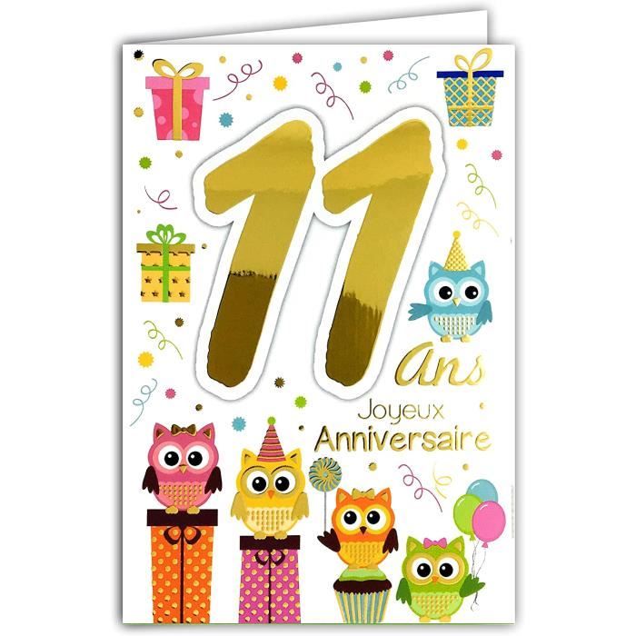 692111 Carte Joyeux Anniversaire 11 Ans En Or Doré Brillant Ados