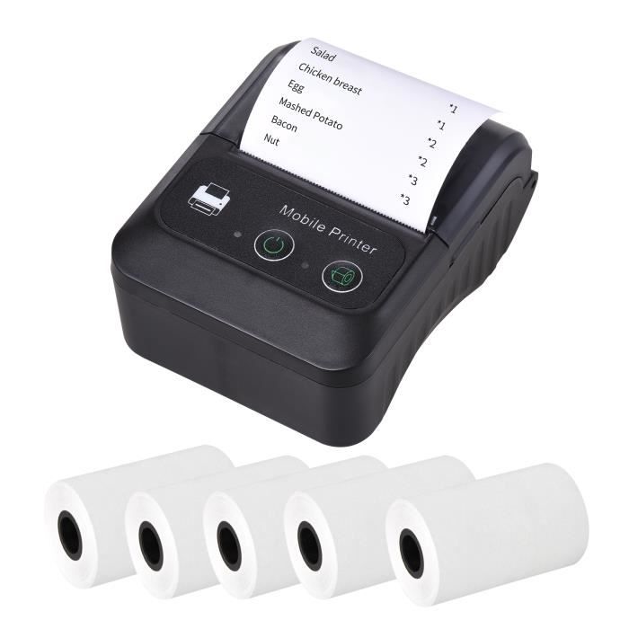 Mini imprimante thermique portable pour reçus - 58 mm - Chauffage direct -  Prend en charge le contrôle du smartphone - Bleu