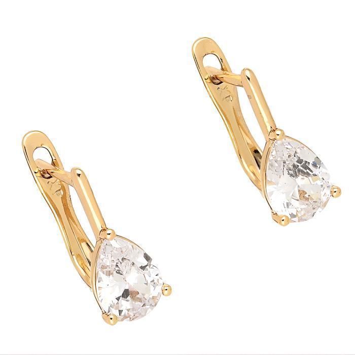 Boucles dOreilles - Femme - Dormeuses - Solitaire - Cristal - Blanc - Goutte - Plaqué Or Jaune 750/1000 - 3 Microns - 15 x 10 mm Boucles dOreilles - Femme - Dormeuses - Solitaire - Cristal - Blanc - Goutte - Plaqué Or Jaune 750/1000 - 3 Microns - 15 x 10 mm