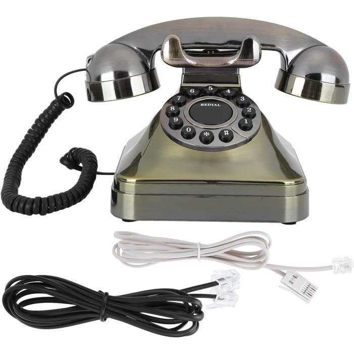 Téléphone Fixe Vintage Rotatif - Style Années 20 - Pour Décoration Maison, Bureau, Café - Fonctionne Sur Ligne Fixe