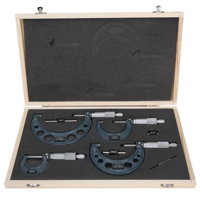Lot De 3 Micromètres Mitutoyo – 0-100mm, Avec Boîte, Outillage Mesure Précision